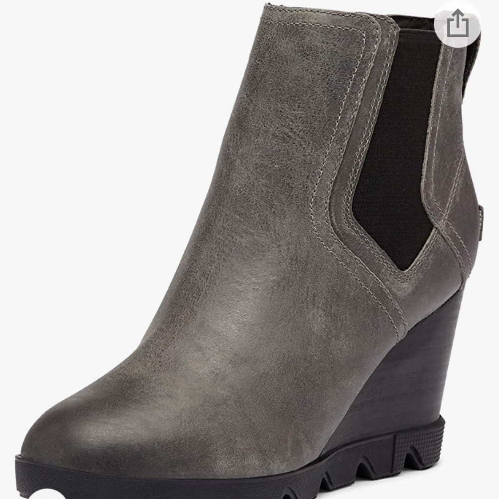SOREL Women's Joan Uptown Chelsea Rain Boot Leather Wedge Ankle Booties